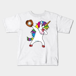 Dabbing Unicorn - Funny Softball Baseball Design Kids T-Shirt